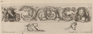 Ozdobny fryz z orłem i lwem ozdobionym przez dzieci, prawdopodobnie 1648 r. autorstwa Stefano della Bella