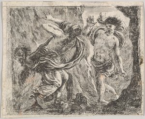 Orfeusz i Eurydyka, z Game of Mythology Jeu de la Mythologie, 1644. autorstwa Stefano della Bella