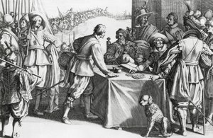 Płacący najemnicy, rycina Stefano della Bella (1610-1664) autorstwa Stefano della Bella