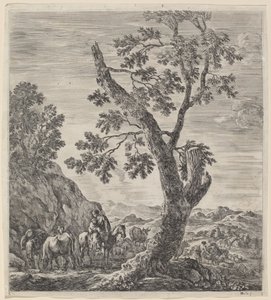 Wieśniaczka na koniu z dzieckiem na rękach, 1656. autorstwa Stefano della Bella