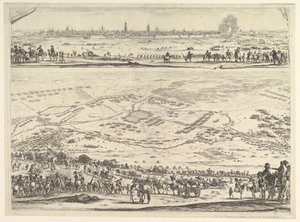 Plan i widok oblężenia Arras: dolna część płyty z widokiem topograficznym z..., 1641. autorstwa Stefano della Bella