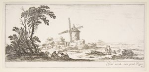 Ilustracja 10: rodzina na pierwszym planie, różne postacie i konie w środku, a..., ca. 1641. autorstwa Stefano della Bella