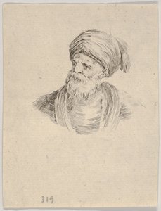 Tablica 12: popiersie starego Turka w turbanie, patrząc w lewo, z Różne..., 1650.
