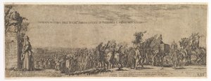 Płyta 1: Wjazd Ambasadora RP do Rzymu, po lewej herb Medyceuszy, 1633. autorstwa Stefano della Bella