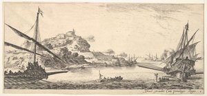 Tablica 8: Dziób kuchni po lewej i kolejna kuchnia po prawej, widok z tyłu..., ok. godz. 1641. autorstwa Stefano della Bella
