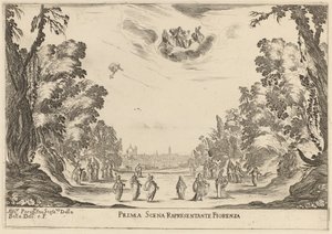 Scena I Reprezentanta Florencja, 1637. autorstwa Stefano della Bella