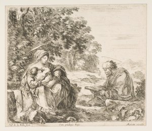 Odpocznij w locie do Egiptu, ok. godz. 1649. autorstwa Stefano della Bella