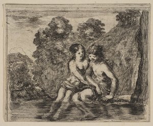 Salmacis i Hermafrodyta, z Game of Mythology Jeu de la Mythologie, 1644. autorstwa Stefano della Bella