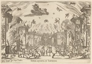 Piąta scena piekła, 1637. autorstwa Stefano della Bella