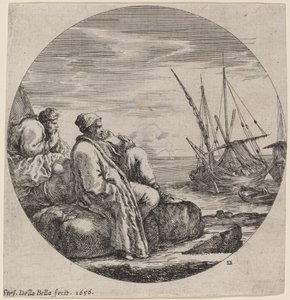 Port morski z dwoma tureckimi kupcami autorstwa Stefano della Bella