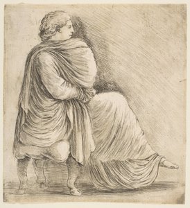Siedząca kobieta w profilu po antycznej płaskorzeźbie, ca. 1660. autorstwa Stefano della Bella