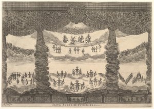 Szósta scena, niebiosa, z Wesela bogów Le nozze degli Dei, 1637. autorstwa Stefano della Bella