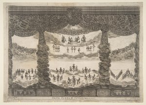 Szósta scena, niebiosa, z Wesela bogów Le nozze degli Dei, 1637. autorstwa Stefano della Bella