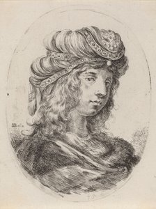 Sułtanka w turbanie z paskami, zwrócona w prawo, 16491650. autorstwa Stefano della Bella
