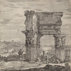 Świątynia Zgody i Forum Romanum, 1656. autorstwa Stefano della Bella