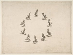 Dziesięciu kawalerzystów tworzących krąg, 1652. autorstwa Stefano della Bella
