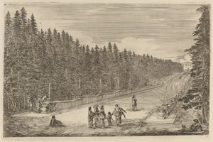 Aleja Fontann, prawdopodobnie 1653. autorstwa Stefano della Bella