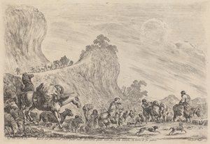Wyjazd Jakuba do Egiptu, prawdopodobnie 1647. autorstwa Stefano della Bella