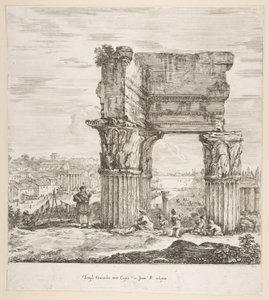Świątynia Wespazjana i Forum Romanum, z sześciu dużych widoków, cztery z Rzymu i dwa ..., 1656.