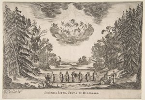 Wesele bogów: scena druga, Diana, 1637. autorstwa Stefano della Bella