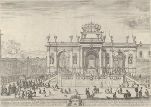 Ołtarz Najświętszego Sakramentu, z lewej, sakrament pod baldachimem, niesiony w p..., ok. godz. 1648. autorstwa Stefano della Bella
