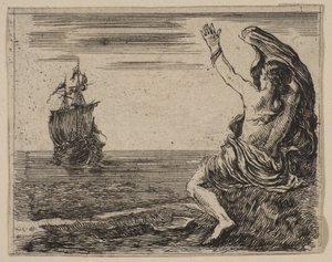 Tezeusz i Ariadna z „Gry w mitologię” Jeu de la Mythologie, 1644. autorstwa Stefano della Bella