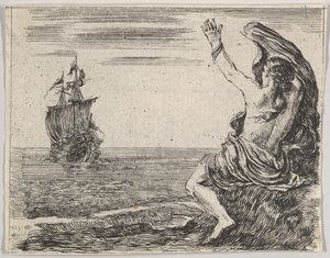 Tezeusz i Ariadna z Game of Mythology Jeu de la Mythologie, 1644. autorstwa Stefano della Bella