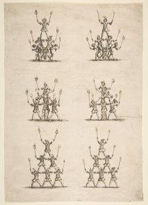 36 akrobatów w sześciu grupach, 1652. autorstwa Stefano della Bella