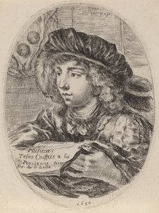 Strona tytułowa dla kilku głów zwieńczonych Luwrem, 1650. autorstwa Stefano della Bella