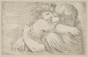 Dwoje dzieci w objęciach, ca. 1662. autorstwa Stefano della Bella