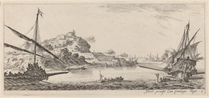 Dwie galery i ich wodowania autorstwa Stefano della Bella