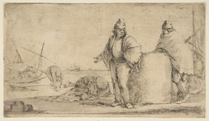 Dwóch marynarzy z belą towaru, ok. 2 tys. 1662. autorstwa Stefano della Bella