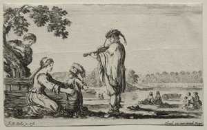 Różne postacie i krajobrazy: skrzypek, 1649. autorstwa Stefano della Bella