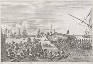 Wypłynięcie statku kuchennego w porcie Livorno Port w Livorno (tytuł serii) Vues de port de Livourne (tytuł serii) autorstwa Stefano della Bella