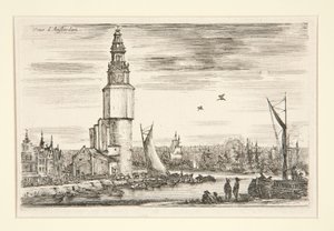 Widok Amsterdamu, z serii Widoki portów morskich autorstwa Stefano della Bella
