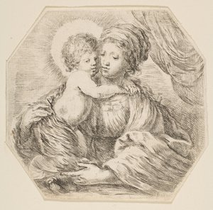 Dziewica z Dzieciątkiem, kompozycja ośmioboczna, ca. 1649. autorstwa Stefano della Bella