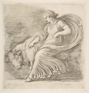 Młoda kobieta próbująca zatrzymać byka, ca. 1660. autorstwa Stefano della Bella