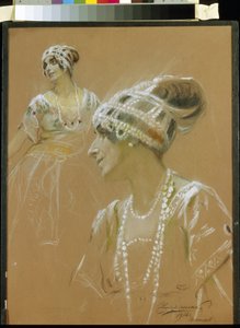 Portret baletnicy Vera Fokina (1886-1958). (Portret baletnicy V. Fokiny). Praca Stepana Fiodorowicza Czuprinenko (1870-?), pastel na tekturze autorstwa Stepan Fyodorovich Chuprinenko