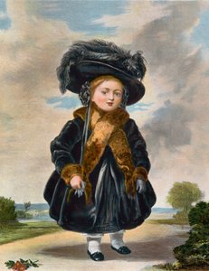Królowa Wiktoria jako księżniczka Wiktoria w wieku 4 lat (kolorowa litografia) autorstwa Stephan Poyntz (after) Denning