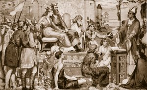 Św. Augustyn przemawia do Sasów, 597, ilustracja z „Hutchinson