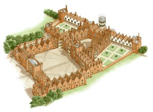 Pałac Oatlands, Surrey, ok. 1540-1600 (tusz i akwarela)