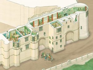 Galeria Północna królowej Elżbiety I w zamku Windsor, Berkshire, ok. 1578-1603 (tusz i akwarela) autorstwa Stephen Conlin