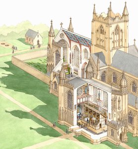 Walsingham Priory, Norfolk, ok. 1500-1535 (tusz i akwarela na papierze)