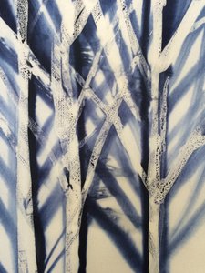 Drzewo II, 2016 (wosk na tkaninie) autorstwa Stephen Dow