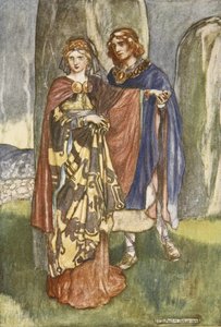 Cuchulain rozmawia z Emerem, ilustracja z „Cuchulain, The Hound of Ulster” Eleanor Hull (1860-1935) autorstwa Stephen Reid