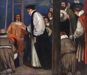 Laud wchodzący na barkę w Lambeth, aby udać się do wieży (kolor lito) autorstwa Stephen Reid