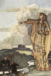 Macha przeklina ludzi z Ulsteru, ilustracja z „Cuchulain, The Hound of Ulster” Eleanor Hull (1860-1935)