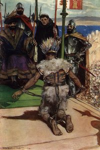 Montezuma II uwięziony przez Kortezy Hernana w 1519 r. autorstwa Stephen Reid