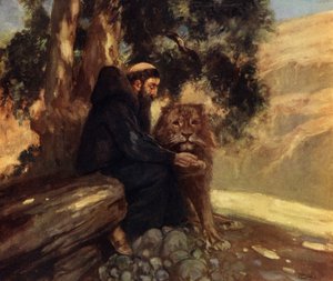 Święty Hieronim i Lew (kolor lito) autorstwa Stephen Reid