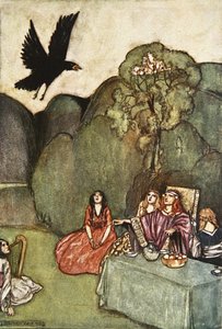 Kruk Złego Omenu, ilustracja z „Cuchulain, Pies Ulsteru” autorstwa Eleanor Hull (1860-1935) autorstwa Stephen Reid